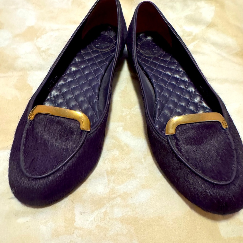 Tory Burch Purple Calf-Hair Loafers